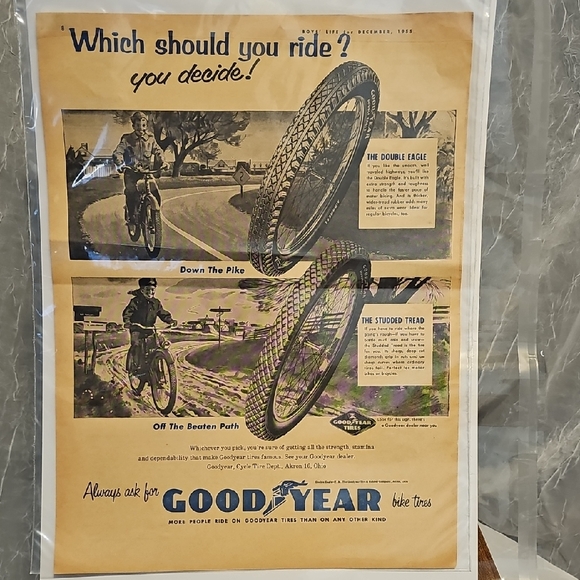 Goodyear Other - Vintage Goodyear Bike Tires Advertisement / Back Erector Set Advertisement 1955